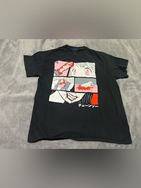 Spencer's Black Tee with Pink Panels & Red Graphic Accents